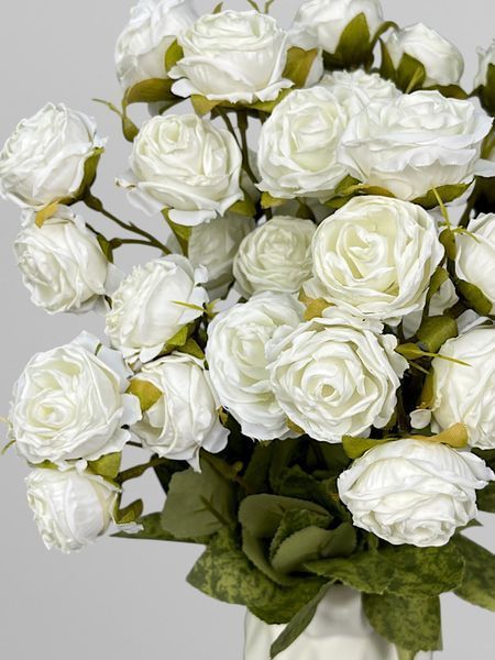 Кущова троянда на 15 квіток, молочний, 36 см К02249 фото